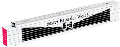 2 Meter Zollstock als Geschenk mit der Aufschrift 'Bester Papa der Welt', Meterstab als Geschenk zu Vatertag, Weihnachten, Geburtstag für Heimwerker