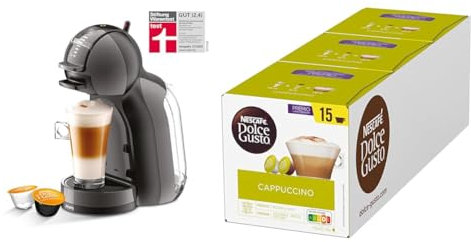 NESCAFÉ DOLCE GUSTO Krups KP1238 Mini Me Kaffeekapselmaschine, 15 Bar, Schwarz, Kompakt, Hochdruck, Über 30 Kaffeevarianten, Cappuccino