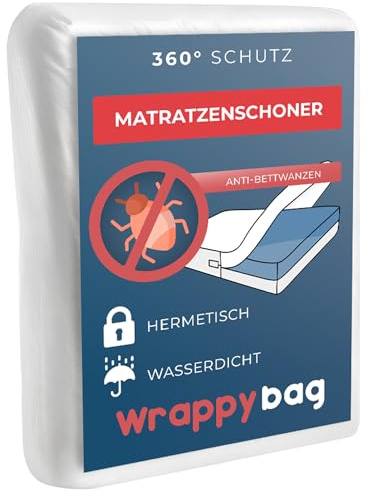 WRAPPYBAG Coprimaterasso Impermeabile Antiacaro e Cimici – Fodera per Materasso Senza Trattamenti Chimici – Per materassi 160x200 – Disponibile in 15 Dimensioni e Altezze