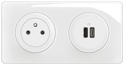 LEGRAND - Prise Electrique Murale Céliane Surface Confort + Double Chargeur USB Type A+C avec Plaque et Boîte à Encastrer - Prise Affleurante avec Socle Rétractable - Blanc