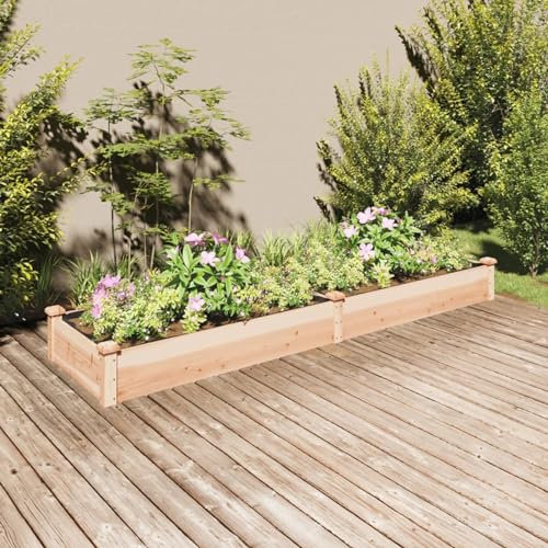 Iiaky Lit surélevé de Jardin Doublure 240x60x25 cm Bois Massif Sapin,Bordure Pierre,Kit Gabion,Gabion Jardiniere