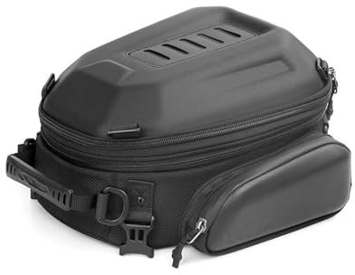 Motorrad Satteltasche Motorrad Schwanz Rücksitz Tasche Wasserdicht 12-18L Motocross Satteltasche Gepäck Radfahren Hard Shell Rucksack Mit Regenschutz(Matt-schwarz)