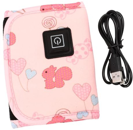 USB Babyflaschenwärmer für Neugeborene, Tragbar, 3 Stufen | Verbundvelours, Hält Milch Warm, für Unterwegs, Rosa, 1 Stück, mit USB Anschluss Zufällige Farbe