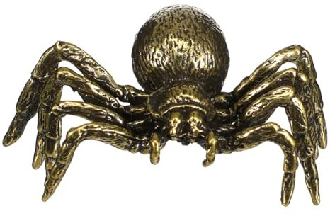 ORFOFE Copper Cover Tea Pet Spider Craft Brass Desktop Adornment Creative Animal Decoration for Home Office Shelf Ornament