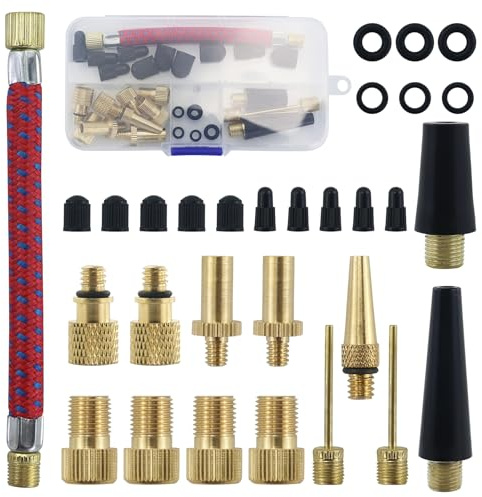 AMANDELIZABE Cykelventiladapter, alla cykelventiladaptrar, bilventiladapter och fransk ventiladapter med sorteringslåda, luftpumpsadapter,