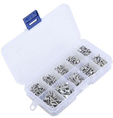 Juego de Remaches Sólidos de Aluminio de Cabeza Plana M2 de 500 Piezas con Alta Resistencia Mecánica de 3 Mm a 18 Mm de Longitud