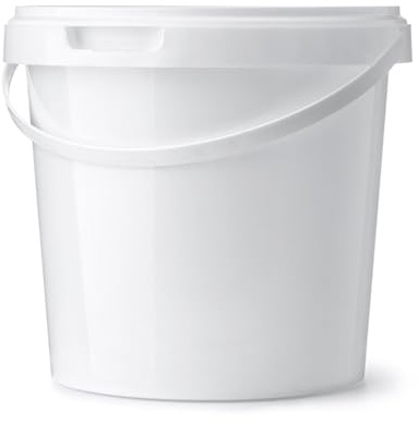 Ultimo Designs 10 Litre White Bucket With Airtight, Leak-Proof, Tamper Evident Lid & Plastic Handle - 2 x Buckets
