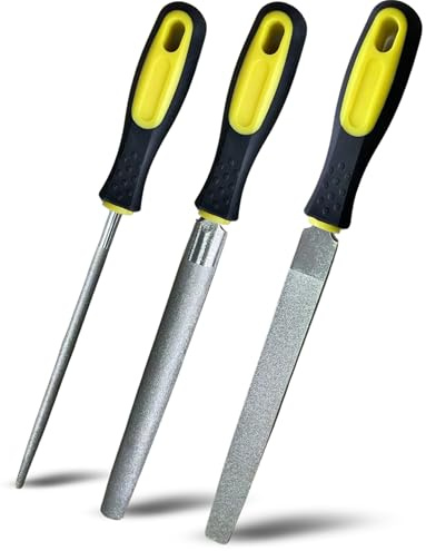 8 Inch Files Tools Set - 3 PCS Metal Files for Steel Sharpening File Sets for Sharpener Wood Metal Ceramic Stone and Glass Diamond Hand File Set