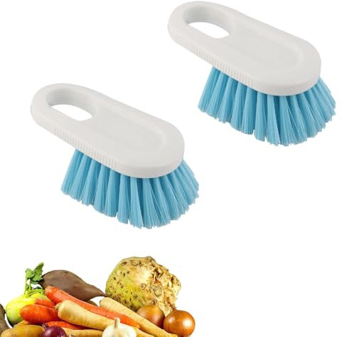 PRVCFZ 2 cepillos de verduras, limpiador de patatas, cepillo de hongos, cepillo de limpieza de frutas, cerdas sintéticas, blanco, 2 unidades