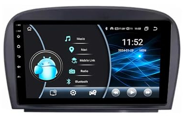 Android 14 bilradio passar för Mercedes Benz SL SL350 SL500 SL55 SL600 SL65 2001-2007 Trådlös CarPlay Android Auto kamera och MIC 9 tum Double Din inbyggd DSP SWC WiFi 360 kamera AHD GPS Carplay(M400S