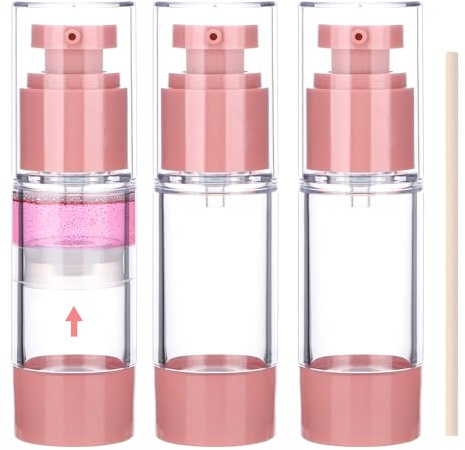 Segbeauty Flacon Pompe Vide, 3 Pièces 30ml Distributeurs à Pompe Airless, Lavable et Portable, Contenant Voyage pour Creme Solaire, Lotion et Cosmétiques (Rose)