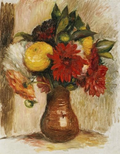 WGZGEFLEB Classical Pictures Printed Poster Artwork Bouquet of Flowers in a Stone Jug by Pierre Auguste Renoir Graffiti Art Poster for Home Decor 60x90cm