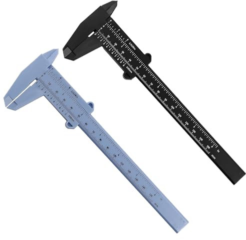 Lot de 2 pieds à coulisse en plastique - 150 mm - Précision : 0,05 mm - Outil de mesure en plastique pour la mesure domestique et industrielle