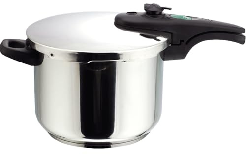 Magefesa Athenas - Olla Express Rápida de 6L, Acero Inoxidable 18/10, Apta para Inducción, Fondo Termo-Difusor, Cocina Sana, Ahorro de Energía