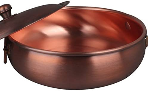 Aioneer Pentola in Rame per Induzione, Pentola A Gas per Zuppa - Pentola Manuale in Rame Puro retrò per Pentole da Cucina E Padelle Antiaderenti-18CM Single