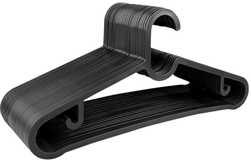 Brynlex 30 Stück Kleiderbügel Platzsparende mit Haken, Kunststoff Plastik Wäschebügel, Kunststoffbügel für Mäntel, Kleider, Hemden, Pullover, Hose(Schwarz)