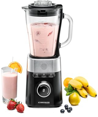 ROMMELSBACHER Standmixer MX 1260, 22.000 U/min, Drehzahlregulierung in 8 Stufen, Funktionstasten (Smoothie, Pulse, Ice Crush), 1,5 l Glaskrug, Spezialmesser aus Edelstahl, 1200 Watt