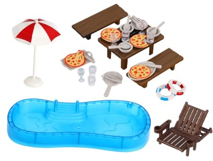 FRCOLOR 2 Sets Dollhouse Swimming Pool Beach Miniature House Decoration Dollhouse Beach DIY Miniature Kit Doll House Plastic