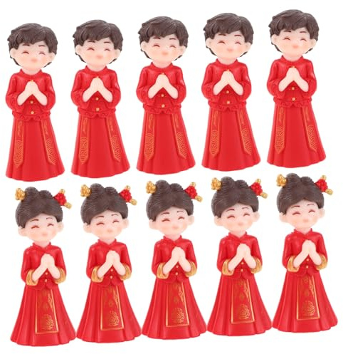 FUNOMOCYA 5 Paia Sposini Miniatura per Torta Statuine Sposi in Cinese per Decorazioni Matrimonio Micro Paesaggio Addobbi per Feste e Torte