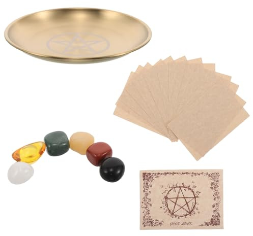 Angoily Plateau Autel Rituel Métal pour Pierres Autel Plateau de Divination Décoratif Bol Plat pour Bougies et Objets de Collection