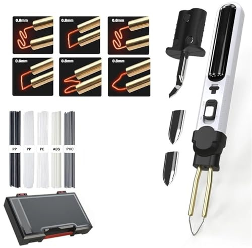 Saldatrice per plastica cucitrice calda Kit saldatore per plastica senza fili da 100 W, pistola per saldatura plastica 3 in 1 con saldatore, cazzuola e pinzatrice a caldo(Plastic box)