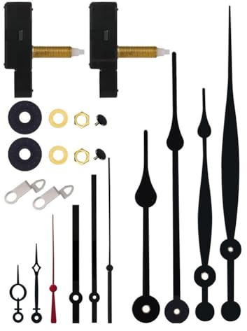 Gettimore Kit fai da te con movimento silenzioso per orologio da 32 mm, con 4 set di lancette, meccanismo al quarzo nero per orologi da parete C Include 2 movimenti, adatto per quadranti spessi 16-22
