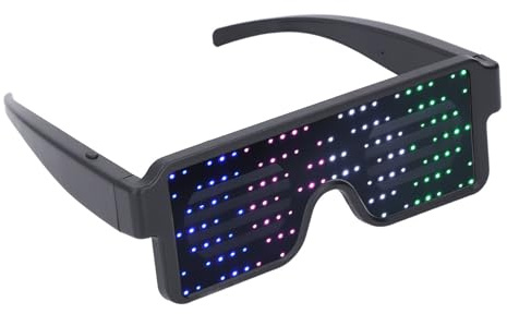 lyrlody Lunettes LED Lumineuses, Lunettes LED Rechargeables par USB avec 164 Lumières Multicolores avec Batterie Longue Durée et 4 Couleurs Dynamiques, pour Fêtes Nocturnes et