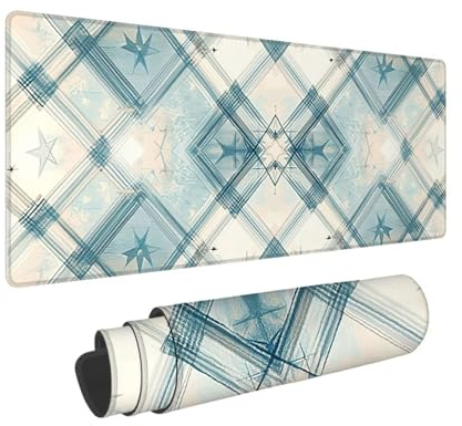 Tapis de Souris de Jeu, 800 x 300 mm XXL Tapis Souris Gaming Grand, Antidérapant Étanche, iExtended Long Clavier Mouse Pad XXL, Accessoire Bureau, pour Gamer, Ordinateur, PC (Moderne Plaid) i-803