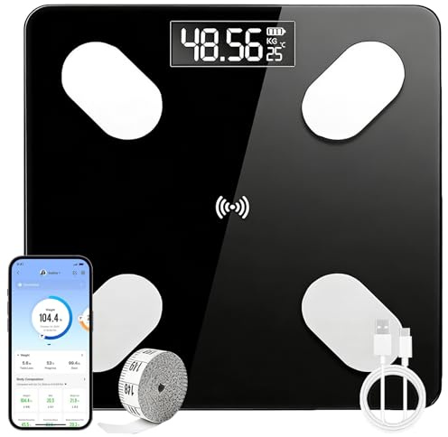 Pèse-personne numérique avec capteurs de haute précision, balance intelligente Bluetooth, moniteur de composition corporelle, synchronisation des applications, IMC, graisse, masse musculaire
