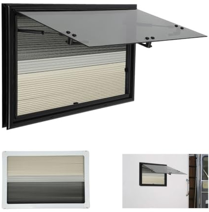LUNICASHA Fenêtre de caravane, fenêtre de camping-car avec store intégré et moustiquaire, fenêtre extérieure à pousser à 85° pour caravane, camping, remorque, camping-car (700 x 450 mm)