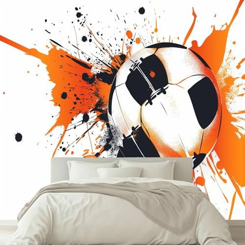 Fotomurales Papel pintado Deporte Fútbol Efecto Salpicadura Papel pintado tejido no tejido Decoración de Pared decorativos Murales Moderna 300 x 210 cm Fotomurales