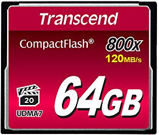 Transcend Carte mémoire CompactFlash 800 64GB, jusqu'à 120/60 MB/s, supporte le mode de transfert Ultra DMA haute vitesse 7, idéal pour vidéo Full HD ultra haute résolution et 3D - TS64GCF800