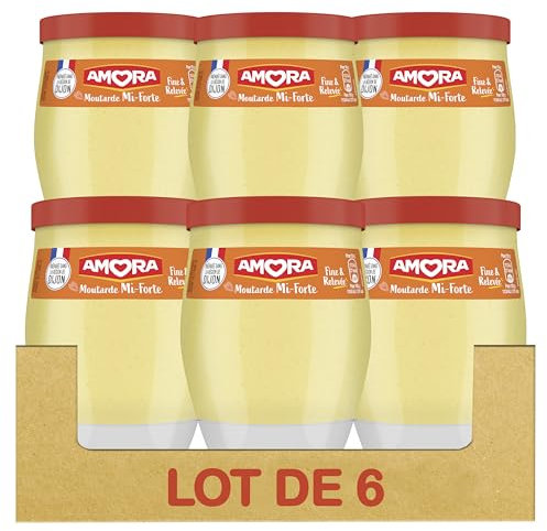 Amora Moutarde Mi-Forte Verre de Table 230g Lot de 6