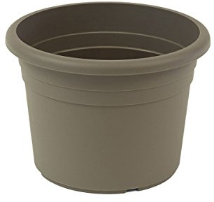 greemotion Pflanzkübel Fiona, UV-Beständiger Blumentopf aus Kunststoff, Pflanzgefäß mit Bodenlöchern, Volumen ca. 61 l, ca. Ø 60 x H 42,5 cm, Taupe | Aus robustem Kunststoff mit Bodenlöchern für guten Wasserablauf, zum Bepflanzen auf Balkon, Terrasse und drinnen