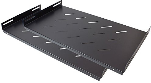 Good Connections® 19 Fachboden 1HE | 2er SPARSET - Einbautiefe 270 mm - für 19 Zoll Netzwerk Server-, Wandgehäuse / Wandschrank - tiefschwarz RAL9005
