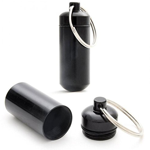 1-50 Stück Geocaching Versteck schwarz Aluminium MICNO Micro Tabletten Aufbewahrung, Medikamente Reise, Unterwegs, Schlüsselanhänger Behälter, Pillcase, Cache versteck Tube, , (5, schwarz)