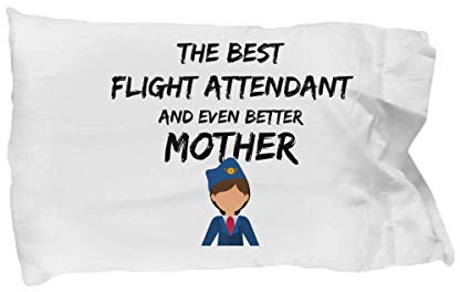 Flight Attendant Mom Pillowcase Pillow Cover Case Best Mother Funny Gift for Bed Body King Queen Set Standard Size 20x30 Blue Suit