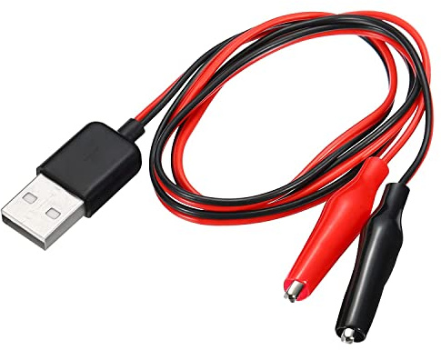 CABLEPELADO Cavo di Alimentazione USB 5V Tipo A Maschio a Morsetti a Coccodrillo | Cavo di Prova | 2A Max | 18 AWG | 1 Metro