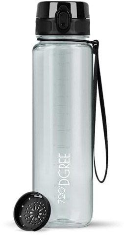 720°DGREE Gourde, Bouteille d’Eau “uberBottle“ +Tamis-Fruits – 350ml, 500ml, 650ml, 1l, 1,5l, 2l - Sans BPA, Étanche, Anti-Fuite, Réutilisable, Légère - Idéal pour École, Sport, Fitness, Gym, Travail