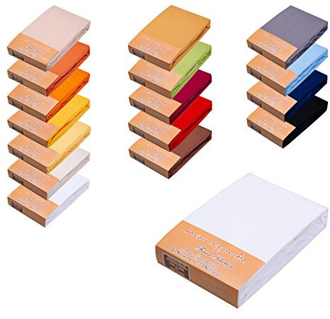 AVANTGARDE Premium Spannbettlaken √ 180x200cm - 200x220cm √ hoher 40cm Steg √ auch für Wasserbett und Boxspringbett √ Spannbettlaken sehr Gute 195g/m² √ 97% Baumwolle / 3% Elasthan √ (Weiss)