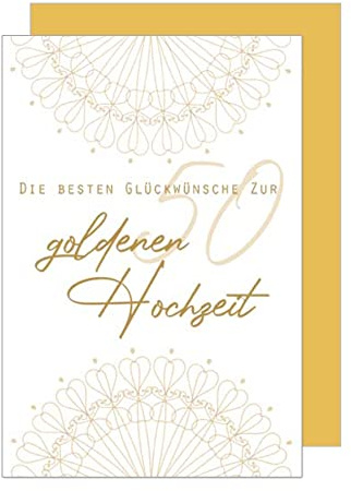 Edition Seidel Premium Glückwunschkarte zur Goldhochzeit mit Umschlag. Karte zur goldenen Hochzeit Goldhochzeitskarte Grusskarte Die besten Glückwünsche (HG185 SW022)