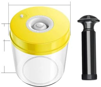 2pcs/set Vacuum Food Storage Container Storage Jars For Vacuum Sealer Airtight Canister with Pump Fresh Keeping Pot-Yellow 1000ML
