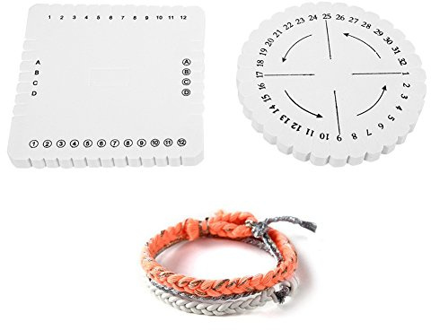Kumihimo Disco Confezione da 2 Pezzi 10 cm Rotondo e Quadrato per Creare Bracciali e Trecce Piatte con Corda Treccia Fatti a Mano