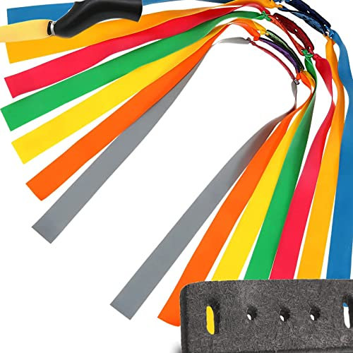 UCHAG Lot de bandes de tension de rechange professionnelles en cuir plat haute résilience pour lance-pierre de chasse, corde élastique large pour catapulte, multicolore. (1,2 mm, 20)