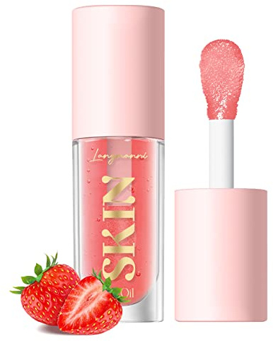 LANGMANNI Feuchtigkeitsspendendes Lippenöl,No-Sticky Lip Gloss Lip Balm Lippenpflege,Fruchtaroma Lippenöl für die feuchtigkeitsspendende und nährende Lippe (Strawberry)