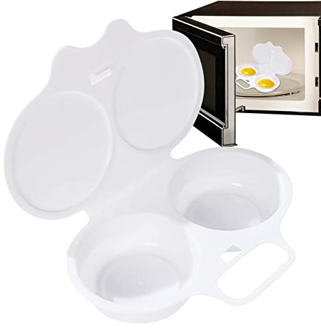 Fulenyi Microwave Egg Poacher, Microwave Egg Steamer, Eggs, Round, Poached Eggs, Steamer with 2 Eggs for Home Breakfast