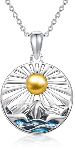 Silikepa Mountain Necklace for Women 925 Sterling Silver Mountain Pendant Necklace Wave Pendant Jewelry Gift for Women