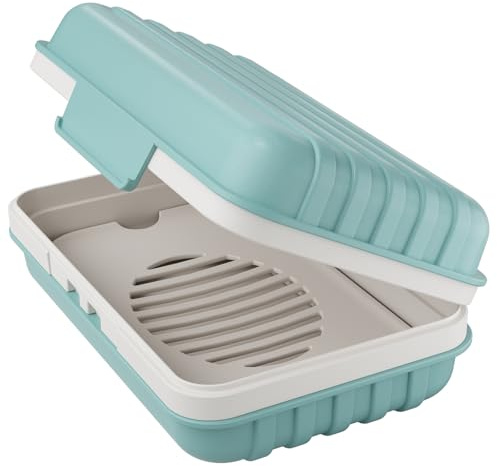 Quatish Bar Soap Holder Dish 1 Pack for Shower, Travel Soap Case with Lid for Gym, Camping Essentials, Hiking, Travel Size Toiletries, Portable, Leakproof, Blue