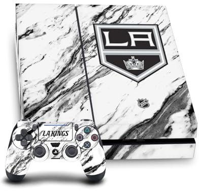Head Case Designs Offizielle NHL Marmor Los Angeles Kings Vinyl Haut Gaming Aufkleber Abziehbild Abdeckung kompatibel mit Sony PlayStation 4 PS4 Console and DualShock 4 Controller Bundle