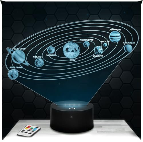 Lampephoto.fr - Lampe Sonnensystem 3D Nachtlicht Astronomie, Planet | Made in France, Sockel & Größe wählbar, dimmbar, Batterie-/USB-Betrieb, HD-Lasergravur, Geschenk für Sie & Ihn